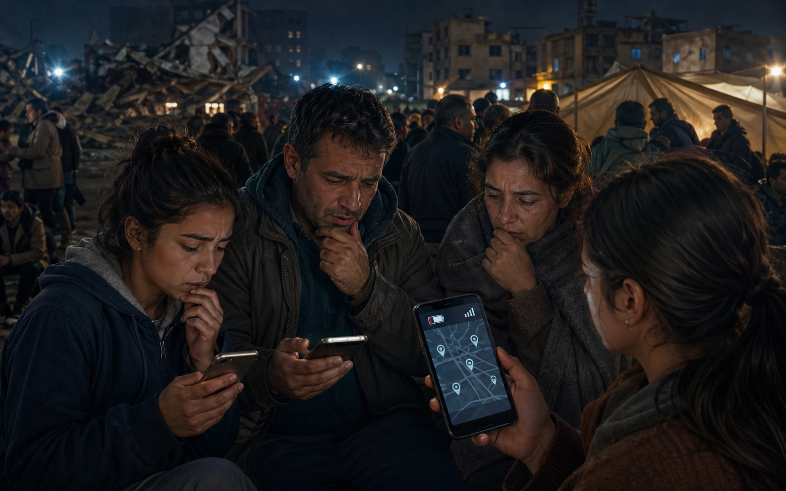 Dağılmış konum ve kişi bilgilerinin uygulama içinde tekilleştirilmesini anlatan Deprem Net görseli